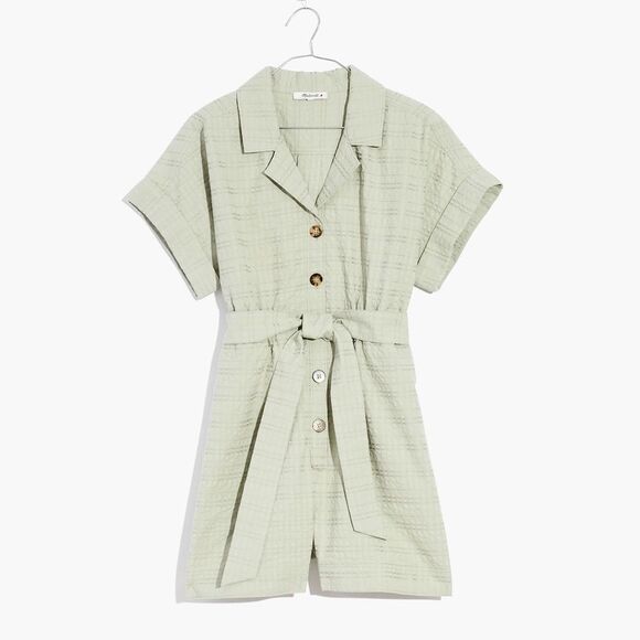 NWT MADEWELL Seersucker Camp Romper in Ashen Sage - Picture 7 of 11